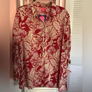 Lilly Pulitzer Giavana Tunic large poinsettia red nwts